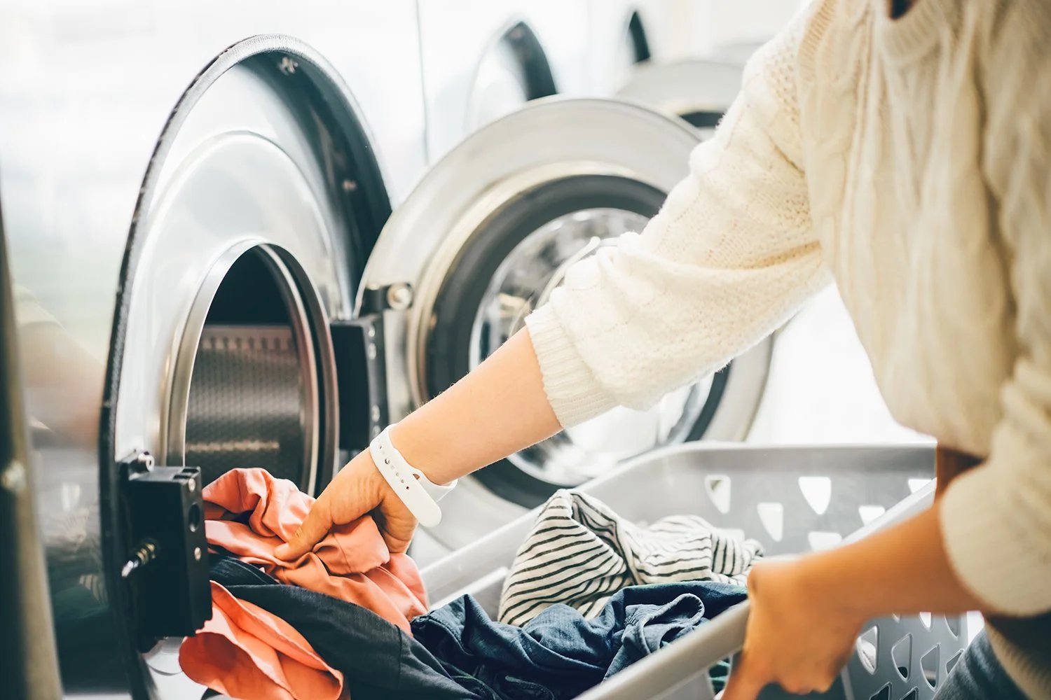 Colorful laundry in washing machine